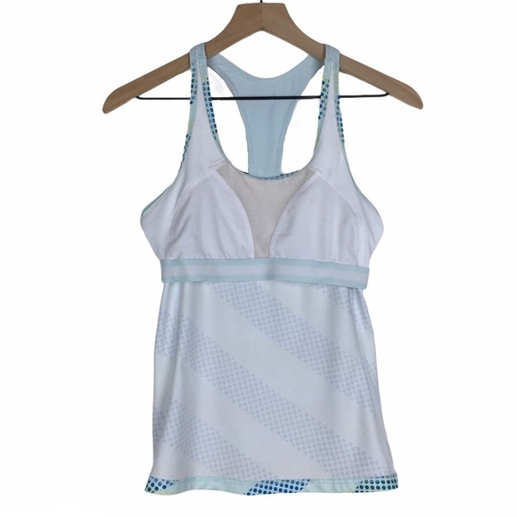 NIKE Dri Fit Tank Racerback Sports Bra Top Dots Workout Tennis Running Medium - Picture 7 of 14